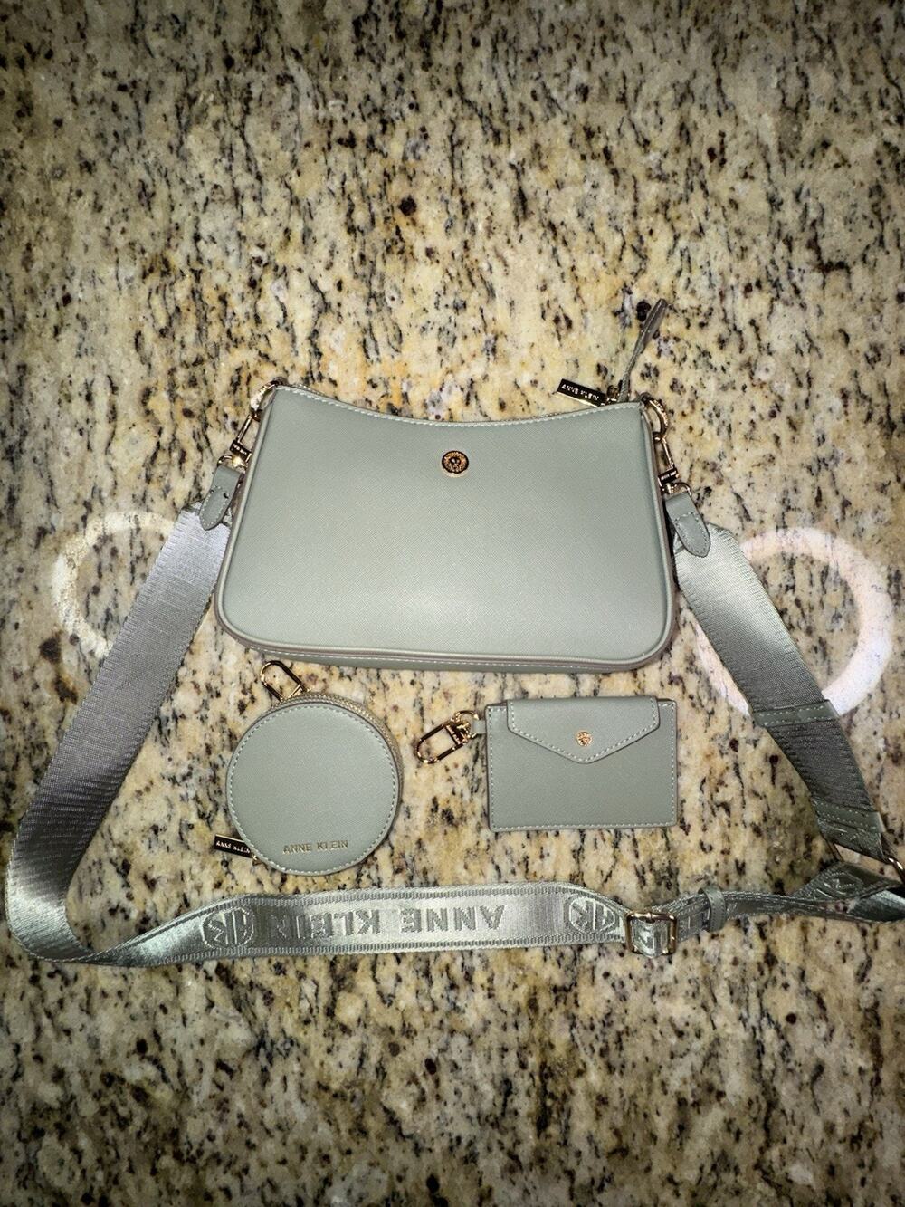 Anne Klein Crossbody Bag Sage Green 3 Piece EUC